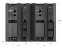 Kleiderschrank >Kopenhagen< in Anthrazit - 240x181x52cm (BxHxT)