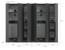 Kleiderschrank >Kopenhagen< in Anthrazit - 240x181x52cm (BxHxT)