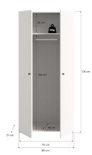 Kleiderschrank >Darwin< in Weiß - 80x176x51cm (BxHxT)