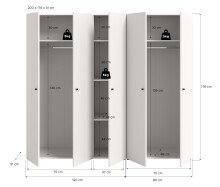 Kleiderschrank >Darwin< in Weiß - 200x176x51cm (BxHxT)