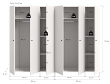Kleiderschrank >Darwin< in Weiß - 240x176x51cm (BxHxT)
