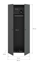 Kleiderschrank >Darwin< in Anthrazit - 80x176x51cm (BxHxT)