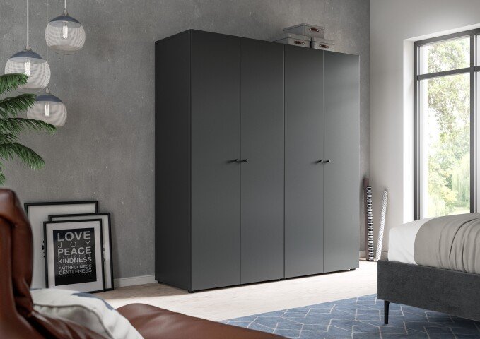 Kleiderschrank >Darwin< in Anthrazit - 160x176x51cm (BxHxT)