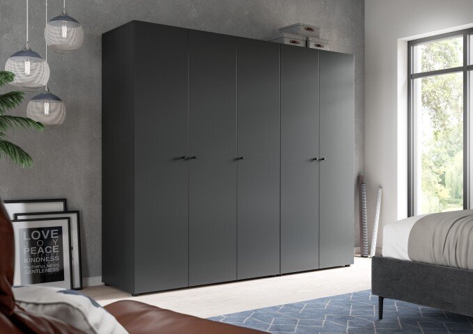 Kleiderschrank >Darwin< in Anthrazit - 200x176x51cm (BxHxT)