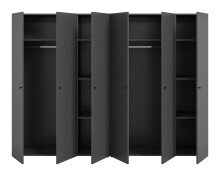Kleiderschrank >Darwin< in Anthrazit - 240x176x51cm (BxHxT)
