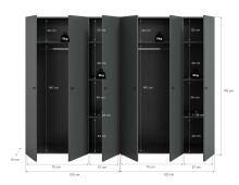 Kleiderschrank >Darwin< in Anthrazit - 240x176x51cm (BxHxT)