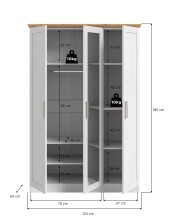 Kleiderschrank >Florenz< in Sibiu Lärche, Spannplatte - 124x184x54cm (BxHxT)