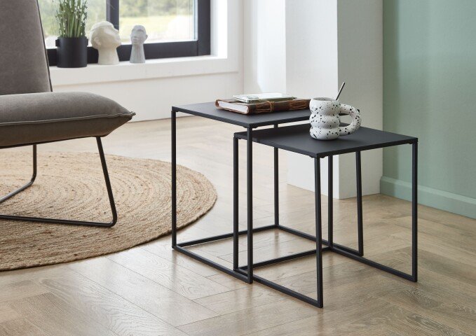 Couchtisch >Tina< in Schwarz, Metall - 38x41x38cm (BxHxT)