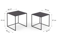 Couchtisch >Tina< in Schwarz, Metall - 38x41x38cm (BxHxT)