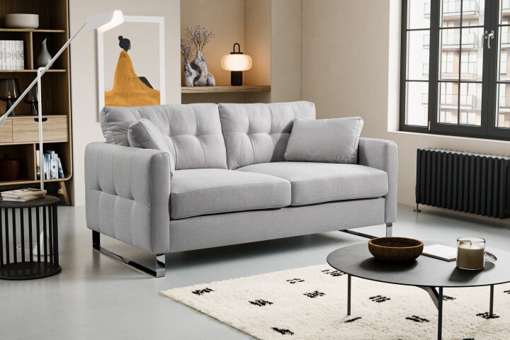 2-Sitzer >Hera< in hellgrau, Flachgewebe - 175x92x94cm (BxHxT)