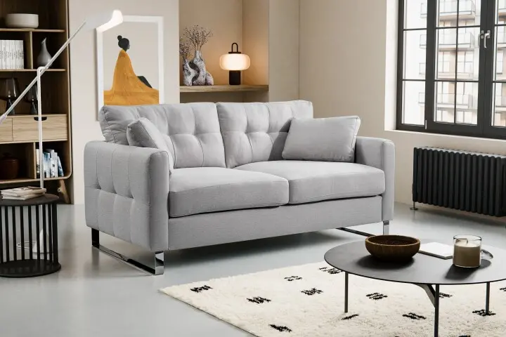 2-Sitzer >Hera< in hellgrau, Flachgewebe - 175x92x94cm (BxHxT)