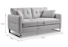 2-Sitzer >Hera< in hellgrau, Flachgewebe - 175x92x94cm (BxHxT)