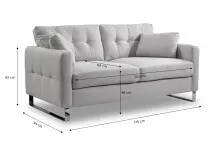 2-Sitzer >Hera< in hellgrau, Flachgewebe - 175x92x94cm (BxHxT)