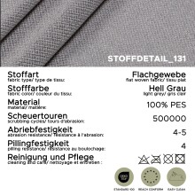 2-Sitzer >Hera< in hellgrau, Flachgewebe - 175x92x94cm (BxHxT)