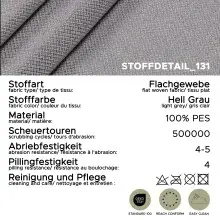 2-Sitzer >Hera< in hellgrau, Flachgewebe - 175x92x94cm (BxHxT)