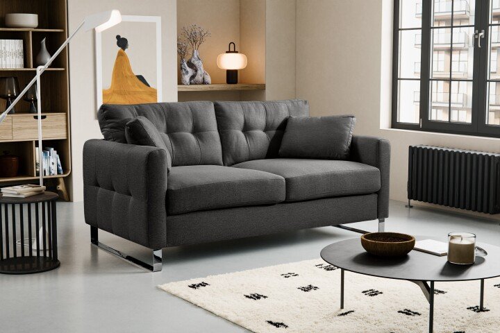 2-Sitzer >Hera< in grau, Flachgewebe - 175x92x94cm (BxHxT)