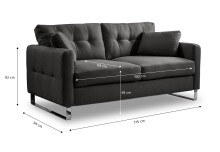 2-Sitzer >Hera< in grau, Flachgewebe - 175x92x94cm (BxHxT)