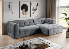 Ecksofa >Tenso< in grau, Webstoff - 292x72x161cm...