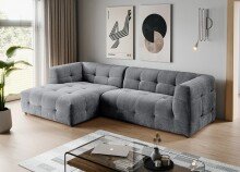 Ecksofa >Tenso< in grau, Webstoff - 292x72x161cm (BxHxT)