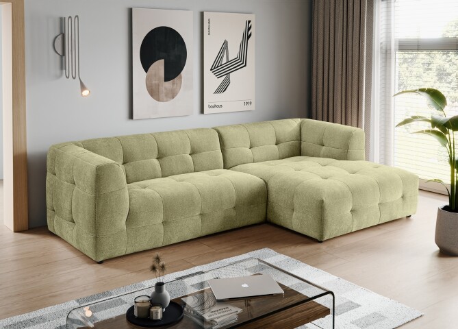Ecksofa >Tenso< in grün, Webstoff - 292x72x161cm (BxHxT)
