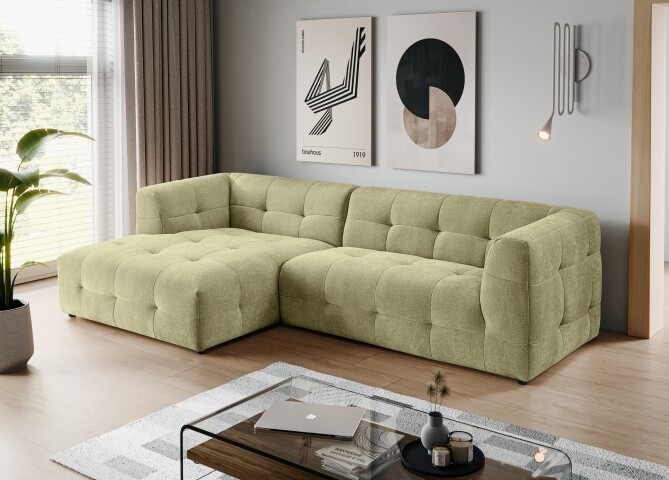 Ecksofa >Tenso< in grün, Webstoff - 292x72x161cm (BxHxT)