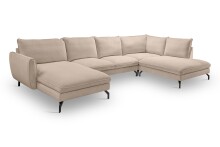 Ecksofa >Toronto< in beige, Kleincord - 202x87x361cm (BxHxT)