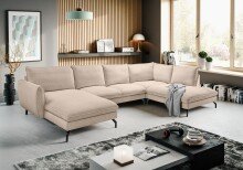 Ecksofa >Toronto< in beige, Kleincord -...
