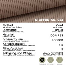 Ecksofa >Toronto< in braun-beige, Kleincord - 361x87x202cm (BxHxT)