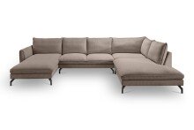 Ecksofa >Toronto< in braun-beige, Kleincord - 361x87x202cm (BxHxT)