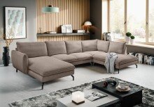 Ecksofa >Toronto< in braun-beige, Kleincord - 361x87x202cm (BxHxT)