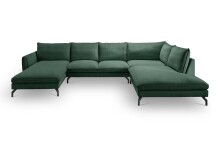 Ecksofa >Toronto< in smaragdgrün, Kleincord - 361x87x202cm (BxHxT)