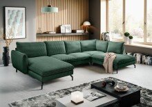 Ecksofa >Toronto< in smaragdgrün, Kleincord - 361x87x202cm (BxHxT)