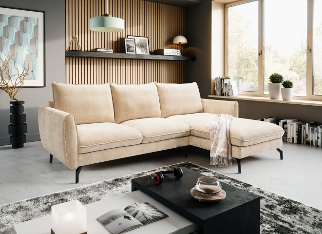 Ecksofa >Toronto< in beige, Webstoff - 259x87x165cm (BxHxT)
