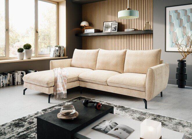 Ecksofa >Toronto< in beige, Webstoff - 259x87x165cm (BxHxT)