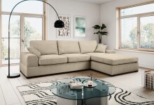 Ecksofa >Veda< in beige, Strukturstoff -...