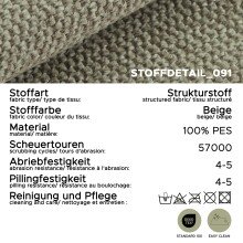 Ecksofa >Veda< in beige, Strukturstoff - 308x90x186cm (BxHxT)