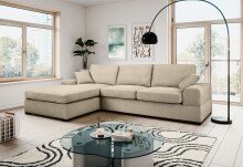Ecksofa >Veda< in beige, Strukturstoff -...