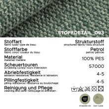 Ecksofa >Veda< in petrol, Strukturstoff - 308x90x186cm (BxHxT)