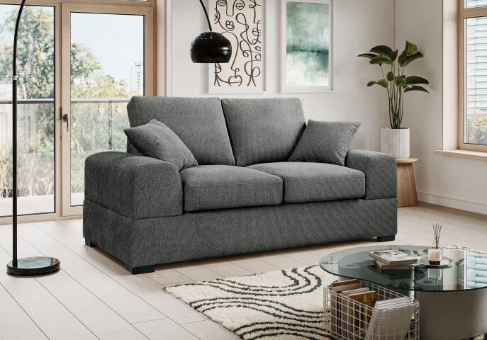 2-Sitzer >Veda< in grau, Strukturstoff - 182x90x93cm (BxHxT)