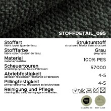 2-Sitzer >Veda< in grau, Strukturstoff - 182x90x93cm (BxHxT)