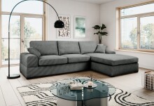 Ecksofa >Veda< in grau, Strukturstoff -...