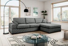 Ecksofa >Veda< in grau, Strukturstoff -...