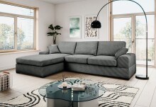 Ecksofa >Veda< in grau, Strukturstoff -...