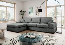 Ecksofa >Veda< in grau, Strukturstoff -...
