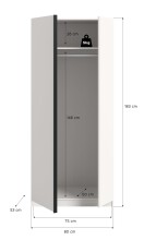 Kleiderschrank >Oakland< in Weiß - 80x183x53cm (BxHxT)