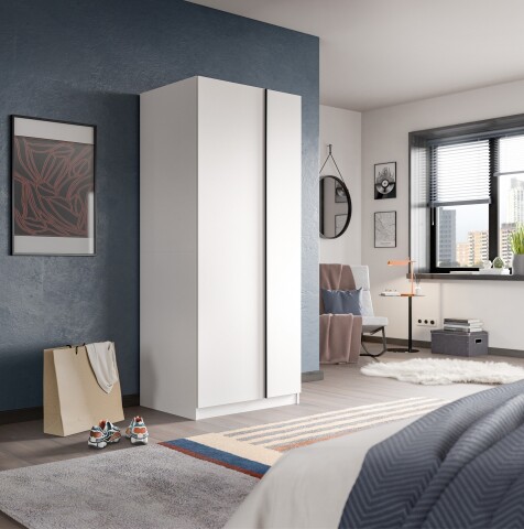 Kleiderschrank >Oakland< in Weiß - 80x183x53cm (BxHxT)