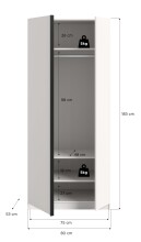 Kleiderschrank >Oakland< in Weiß - 80x183x53cm (BxHxT)