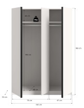 Kleiderschrank >Oakland< in Weiß - 130x183x53cm (BxHxT)