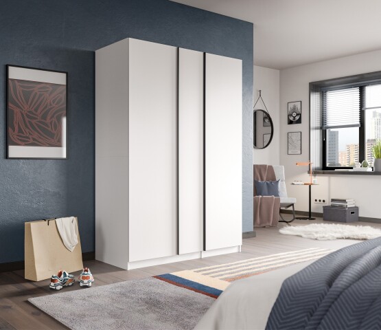 Kleiderschrank >Oakland< in Weiß - 130x183x53cm (BxHxT)
