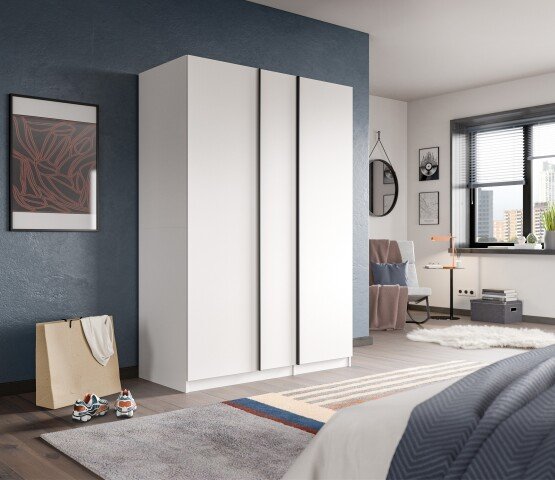 Kleiderschrank >Oakland< in Weiß - 130x183x53cm (BxHxT)